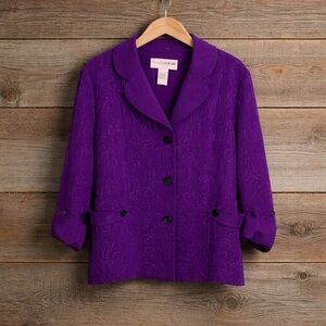 Sag Harbor 12 Petite Polyester Embroidered Button Down Jacket